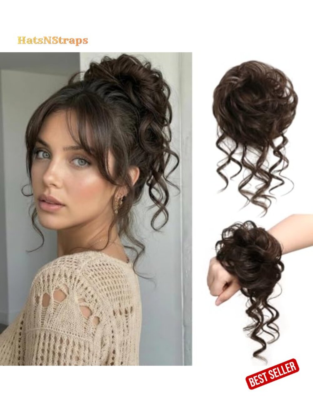 Human Hair Messy Bun Scrunchie Hairpiece Lightweight Wavy Tousled